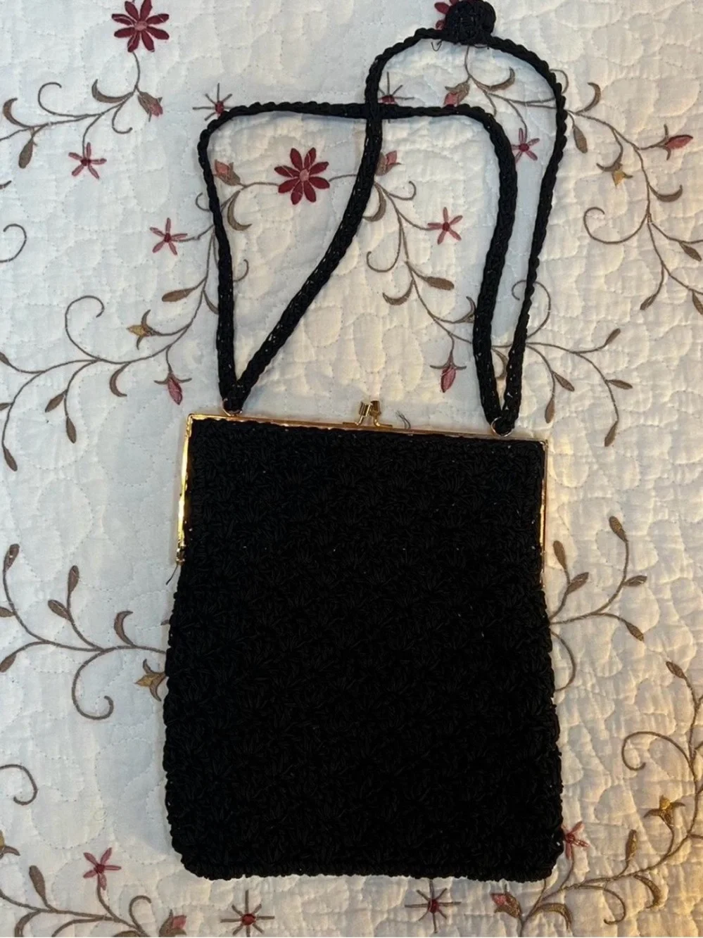 Vintage Black Woven Bag